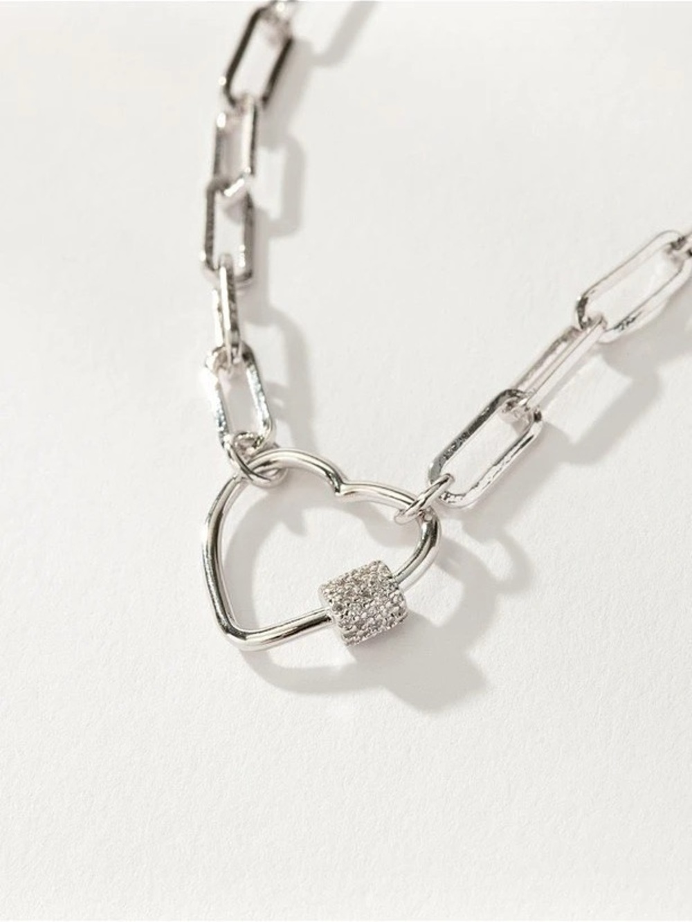 Uncommon James Locked Heart Necklace Silver NWT| Paperclip Chain Dainty
